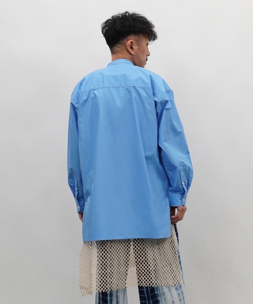 Aphlotus（アプロタス）の「バンドカラー ロングスリーブ オーバーシャツ（シャツ/ブラウス・メンズ・ブルー/ブラック/ホワイト・MEDIUM/SMALL/LARGE）」の7枚目の写真