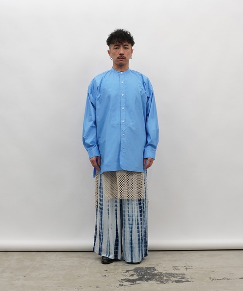 Aphlotus（アプロタス）の「バンドカラー ロングスリーブ オーバーシャツ（シャツ/ブラウス・メンズ・ブルー/ブラック/ホワイト・MEDIUM/SMALL/LARGE）」の8枚目の写真