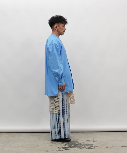 Aphlotus（アプロタス）の「バンドカラー ロングスリーブ オーバーシャツ（シャツ/ブラウス・メンズ・ブルー/ブラック/ホワイト・MEDIUM/SMALL/LARGE）」の9枚目の写真