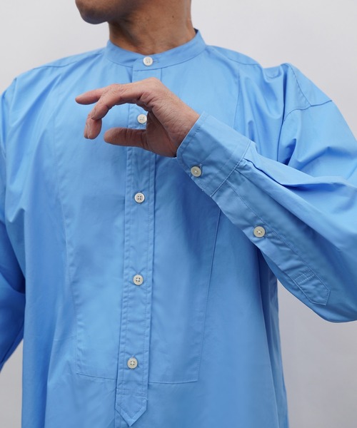 Aphlotus（アプロタス）の「バンドカラー ロングスリーブ オーバーシャツ（シャツ/ブラウス・メンズ・ブルー/ブラック/ホワイト・MEDIUM/SMALL/LARGE）」の11枚目の写真