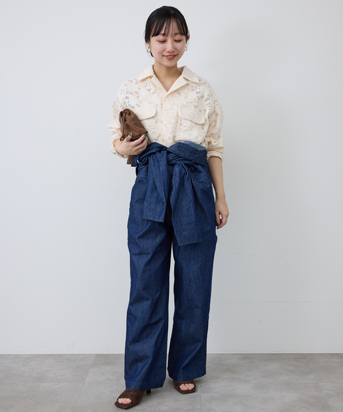 SLOBE IENA(スローブイエナ)の「ブロイダーレースオープンカラーシャツ(シャツ/ブラウス・レディース・ブラック/アイボリー・FREE)」の20枚目の写真