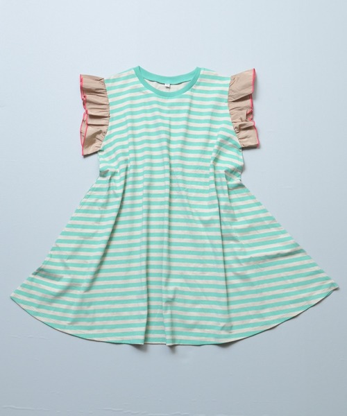 MARKEY'S(マーキーズ)の「サテンフリルショルダーワンピース(ワンピース・キッズ・ブラック系その他/ライトブルー/ホワイト系その他/グリーン系その他・110/100/90/80/130/120/150/140)」の4枚目の写真