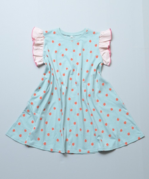 MARKEY'S(マーキーズ)の「サテンフリルショルダーワンピース(ワンピース・キッズ・ブラック系その他/ライトブルー/ホワイト系その他/グリーン系その他・110/100/90/80/130/120/150/140)」の1枚目の写真