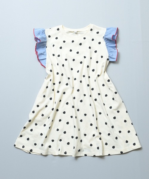 MARKEY'S(マーキーズ)の「サテンフリルショルダーワンピース(ワンピース・キッズ・ブラック系その他/ライトブルー/ホワイト系その他/グリーン系その他・110/100/90/80/130/120/150/140)」の5枚目の写真