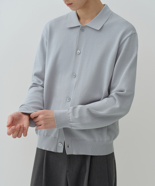 MUSINSA STANDARD（ムシンサスタンダード）の「ウォッシャブルスーピマコットンカラーガーディガン[アッシュライトブルー]（カーディガン/ボレロ・メンズ・その他・LARGE/X-LARGE/SMALL/MEDIUM/2XL）」の16枚目の写真