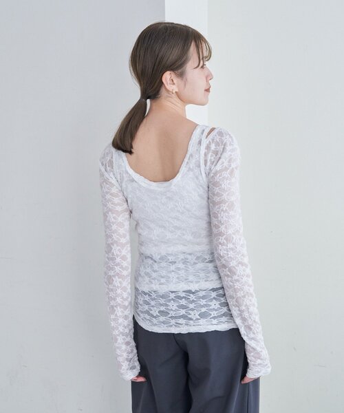 SHENERY（シーナリー）の「レースレイヤードカットソー（Tシャツ/カットソー・レディース・ホワイト/ブラック・FREE）」の5枚目の写真