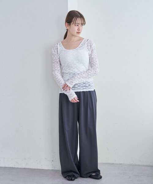 SHENERY（シーナリー）の「レースレイヤードカットソー（Tシャツ/カットソー・レディース・ホワイト/ブラック・FREE）」の6枚目の写真