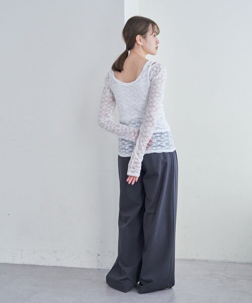 SHENERY（シーナリー）の「レースレイヤードカットソー（Tシャツ/カットソー・レディース・ホワイト/ブラック・FREE）」の8枚目の写真