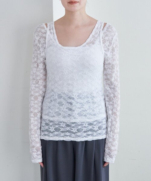 SHENERY（シーナリー）の「レースレイヤードカットソー（Tシャツ/カットソー・レディース・ホワイト/ブラック・FREE）」の15枚目の写真