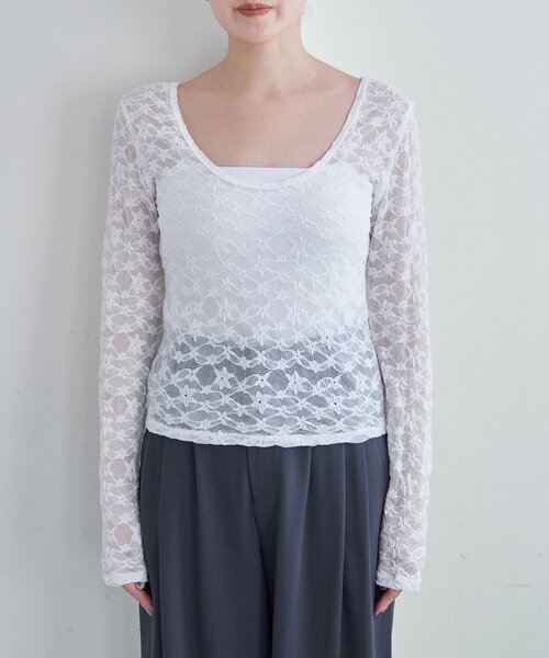 SHENERY（シーナリー）の「レースレイヤードカットソー（Tシャツ/カットソー・レディース・ホワイト/ブラック・FREE）」の16枚目の写真