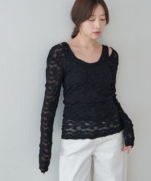 SHENERY（シーナリー）の「レースレイヤードカットソー（Tシャツ/カットソー・レディース・ホワイト/ブラック・FREE）」の22枚目の写真