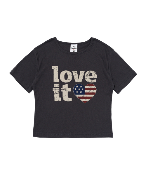 CARGOBROS FOR WOMAN(カーゴブロスフォーウィメン)の「ヴィンテージハートフラッグショート半袖Tシャツ(ソリッドチャコール)(Tシャツ/カットソー・レディース・その他・FREE)」の1枚目の写真