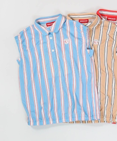 archivio（アルチビオ）の「＜LADIES>ストライプ柄ノースリ速乾プルオーバー（タンクトップ・レディース・ベージュ/レッド/ブルー・M/S/L）」の3枚目の写真