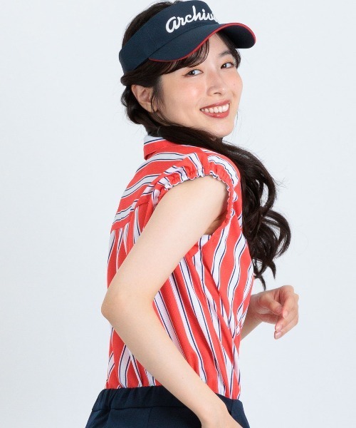 archivio（アルチビオ）の「＜LADIES>ストライプ柄ノースリ速乾プルオーバー（タンクトップ・レディース・ベージュ/レッド/ブルー・M/S/L）」の14枚目の写真