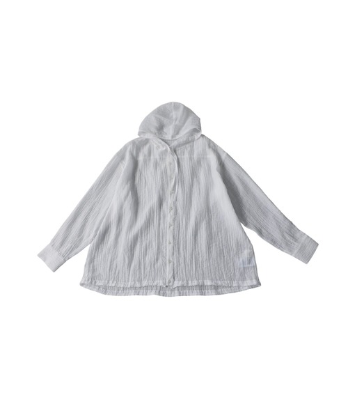 antiqua(アンティカ)の「フード付き シアーシャツ(シャツ/ブラウス・レディース・ブラック/カーキ/ホワイト・ONESIZE)」の13枚目の写真