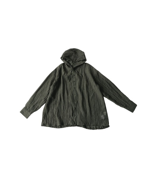 antiqua(アンティカ)の「フード付き シアーシャツ(シャツ/ブラウス・レディース・ブラック/カーキ/ホワイト・ONESIZE)」の15枚目の写真