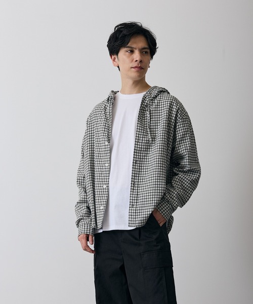 improves（インプローブス）の「チェック柄 シャツパーカー（シャツ/ブラウス・メンズ・ホワイト系/ブラック/ブルー/ベージュ系/ブラウン/ブルー系・MEDIUM/LARGE）」の2枚目の写真