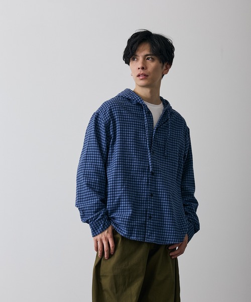 improves（インプローブス）の「チェック柄 シャツパーカー（シャツ/ブラウス・メンズ・ホワイト系/ブラック/ブルー/ベージュ系/ブラウン/ブルー系・MEDIUM/LARGE）」の6枚目の写真