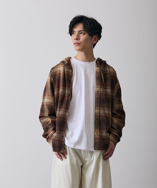 improves（インプローブス）の「チェック柄 シャツパーカー（シャツ/ブラウス・メンズ・ホワイト系/ブラック/ブルー/ベージュ系/ブラウン/ブルー系・MEDIUM/LARGE）」の4枚目の写真