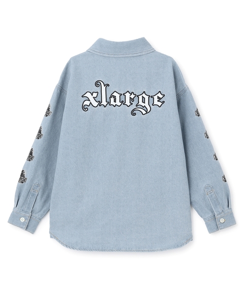 XLARGE KIDS（エクストララージキッズ）の「パッチロゴデニム長袖シャツ（シャツ/ブラウス・キッズ・ライトブルー/ブルー・130cm/120cm/110cm/140cm）」の3枚目の写真
