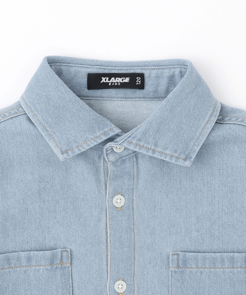 XLARGE KIDS（エクストララージキッズ）の「パッチロゴデニム長袖シャツ（シャツ/ブラウス・キッズ・ライトブルー/ブルー・130cm/120cm/110cm/140cm）」の4枚目の写真