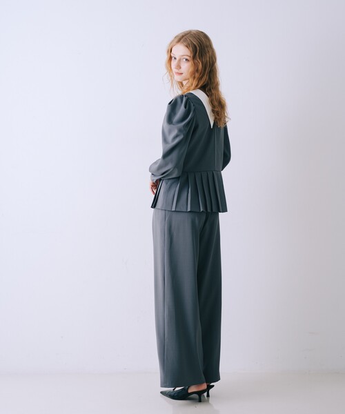 SELFIST(セルフィスト)の「裾プリーツブラウス 配色襟 春服 夏服 フェミニン きれいめ(シャツ/ブラウス・レディース・ブラック/グレー/アイボリー・38/36)」の17枚目の写真