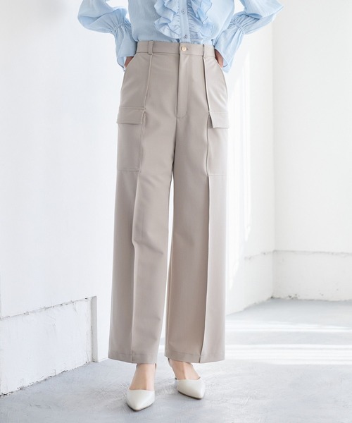 Andemiu(アンデミュウ)の「サイドポケットストレートパンツ640813(その他パンツ・レディース・ブラック/グレイッシュベージュ・SMALL/MEDIUM)」の1枚目の写真