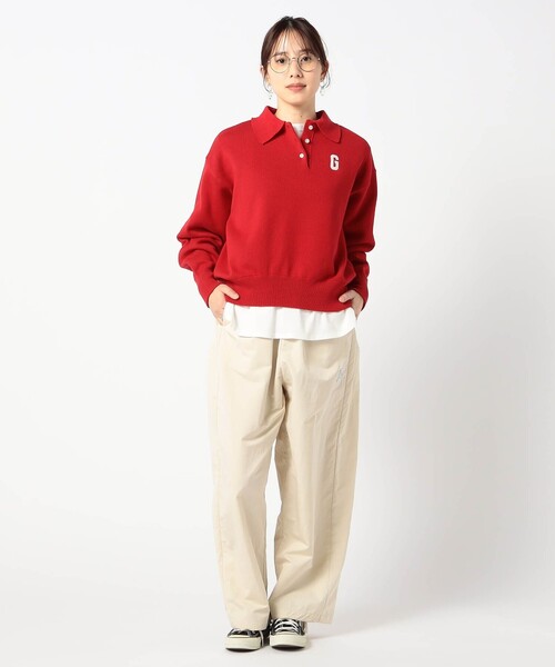 Grand PARK（グランドパーク）の「Gロゴ スエットライク ポロニット（ニット/セーター・レディース・クリーム/レッド/ライトグレー・FREE）」の4枚目の写真