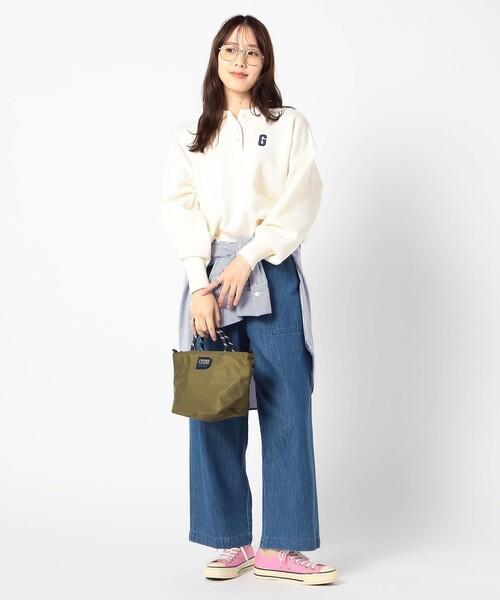 Grand PARK（グランドパーク）の「Gロゴ スエットライク ポロニット（ニット/セーター・レディース・クリーム/レッド/ライトグレー・FREE）」の6枚目の写真