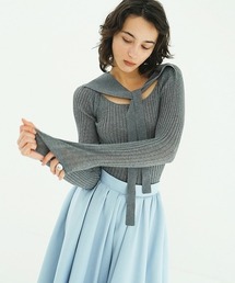 CLANE | SHEER RIB RIBBON KNIT TOPS(ニット/セーター)
