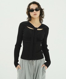 SHEER RIB RIBBON KNIT TOPS