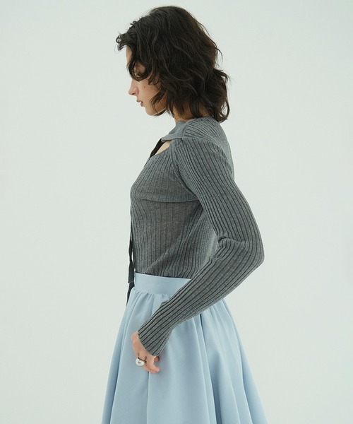 SHEER RIB RIBBON KNIT TOPS（ニット/セーター）｜CLANE（クラネ）の