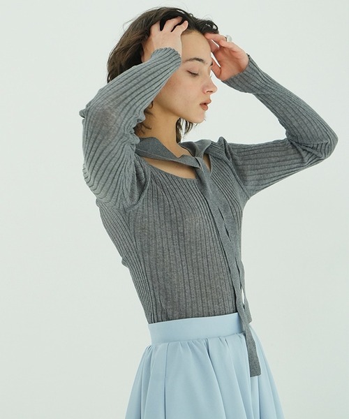 トップス SHEER RIB RIBBON KNIT TOPS CLANE SHEER RIB RIBBON KNIT TOPS｜TOPS(トップス)｜CLANE OFFICIAL ONLINE