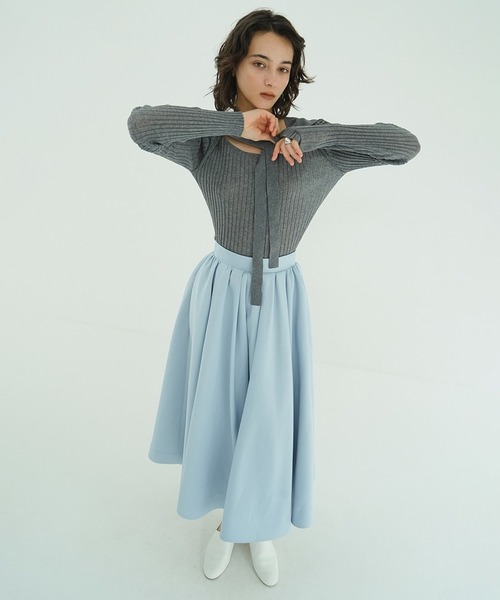 SHEER RIB RIBBON KNIT TOPS（ニット/セーター）｜CLANE（クラネ）の