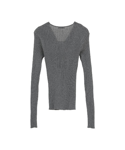 CLANE SHEER RIB RIBBON KNIT TOPS グレー1サイズ SHEER RIB RIBBON KNIT TOPS（ニット/セーター）｜CLANE（クラネ）の