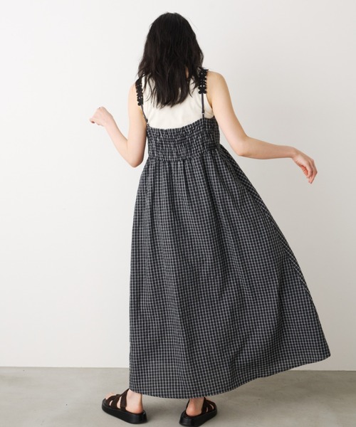 Unitage（ユニテージ）の「モチーフチェックキャミワンピース（ワンピース・レディース・ブラック/ブルー/ピンク・FREE）」の10枚目の写真