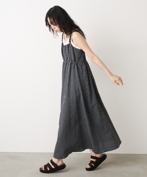 Unitage（ユニテージ）の「モチーフチェックキャミワンピース（ワンピース・レディース・ブラック/ブルー/ピンク・FREE）」の12枚目の写真