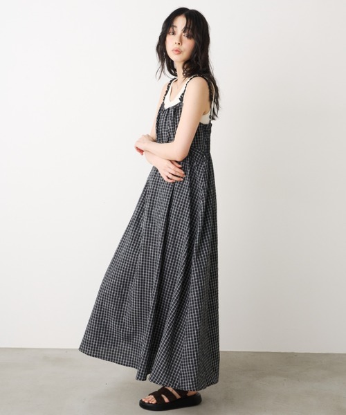 Unitage（ユニテージ）の「モチーフチェックキャミワンピース（ワンピース・レディース・ブラック/ブルー/ピンク・FREE）」の9枚目の写真