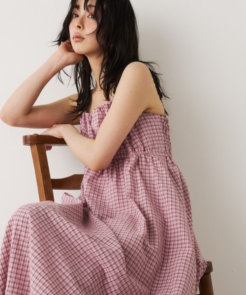 Unitage（ユニテージ）の「モチーフチェックキャミワンピース（ワンピース・レディース・ブラック/ブルー/ピンク・FREE）」の16枚目の写真