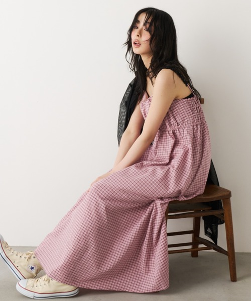 Unitage（ユニテージ）の「モチーフチェックキャミワンピース（ワンピース・レディース・ブラック/ブルー/ピンク・FREE）」の20枚目の写真