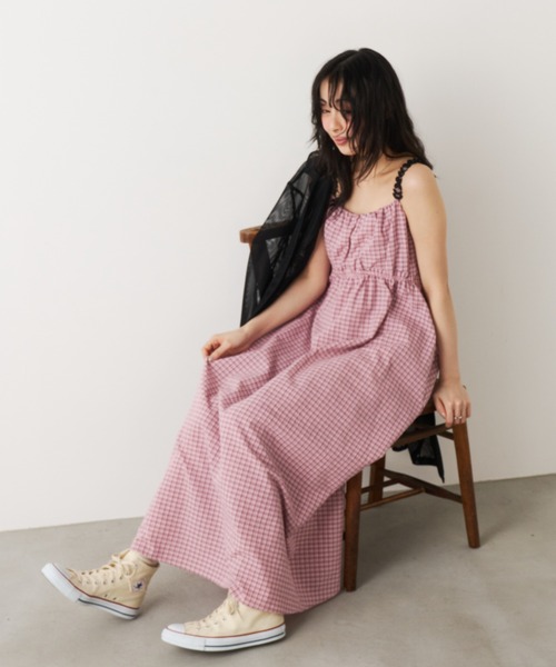 Unitage（ユニテージ）の「モチーフチェックキャミワンピース（ワンピース・レディース・ブラック/ブルー/ピンク・FREE）」の22枚目の写真