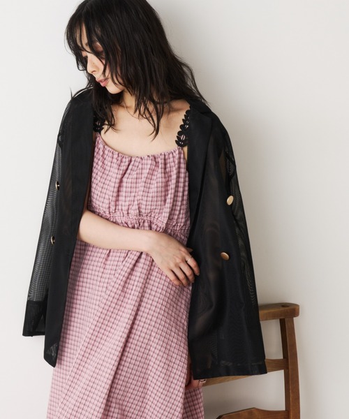 Unitage（ユニテージ）の「モチーフチェックキャミワンピース（ワンピース・レディース・ブラック/ブルー/ピンク・FREE）」の15枚目の写真