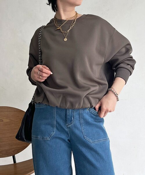 un dix cors（アンディコール）の「軽量ボンディングバルーンプルオーバー（Tシャツ/カットソー・レディース・グレー/アイボリー/サックスブルー/ネイビー・FREE）」の3枚目の写真