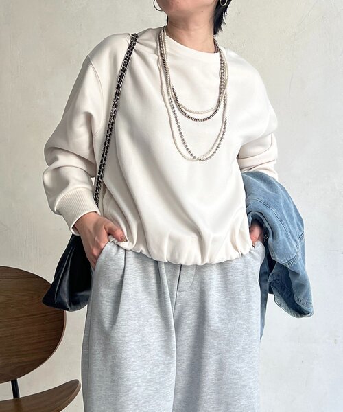 un dix cors（アンディコール）の「軽量ボンディングバルーンプルオーバー（Tシャツ/カットソー・レディース・グレー/アイボリー/サックスブルー/ネイビー・FREE）」の2枚目の写真