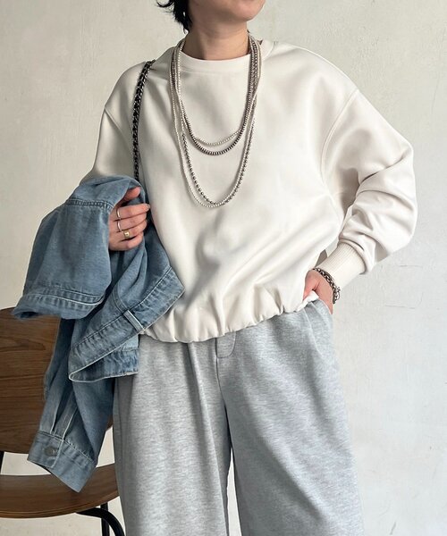 un dix cors（アンディコール）の「軽量ボンディングバルーンプルオーバー（Tシャツ/カットソー・レディース・グレー/アイボリー/サックスブルー/ネイビー・FREE）」の22枚目の写真