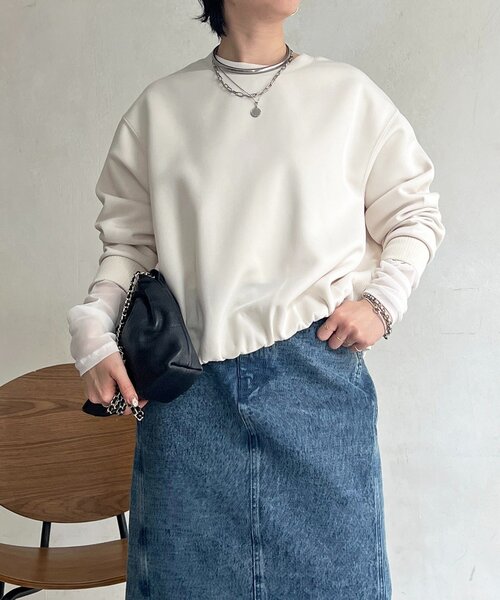 un dix cors（アンディコール）の「軽量ボンディングバルーンプルオーバー（Tシャツ/カットソー・レディース・グレー/アイボリー/サックスブルー/ネイビー・FREE）」の18枚目の写真