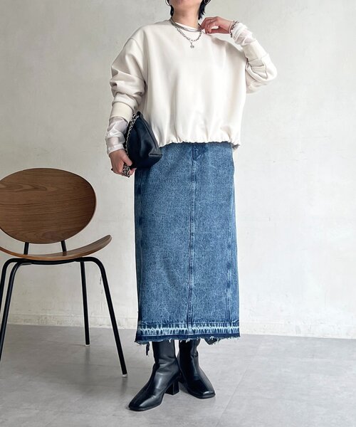 un dix cors（アンディコール）の「軽量ボンディングバルーンプルオーバー（Tシャツ/カットソー・レディース・グレー/アイボリー/サックスブルー/ネイビー・FREE）」の19枚目の写真