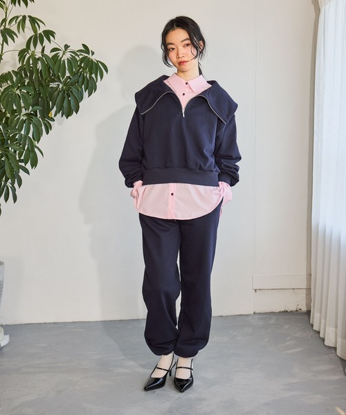 mysty woman（ミスティウーマン）の「スウェットイージーパンツ 668083（スウェットパンツ・レディース・グレー/ネイビー・FREE）」の3枚目の写真