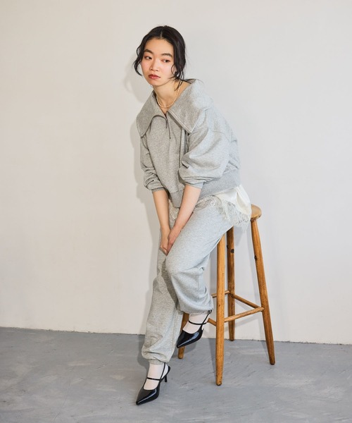 mysty woman（ミスティウーマン）の「スウェットイージーパンツ 668083（スウェットパンツ・レディース・グレー/ネイビー・FREE）」の5枚目の写真