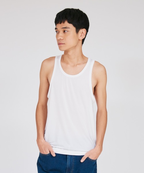 HANES(ヘインズ)の「【Hanes/ヘインズ】メンズ Hanes MOVES ナイロンメッシュ タンクトップ(タンクトップ・メンズ・ブラック/ホワイト・LL/L/M)」の1枚目の写真
